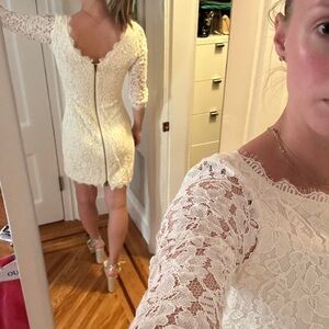 Diane Von Furstenberg Cream Lace Backless Dress (A087)